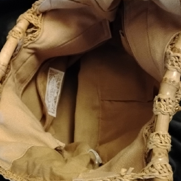 Cappelli Straworld Gold Crochet Tote with Bamboo Handles - Picture 6 of 8